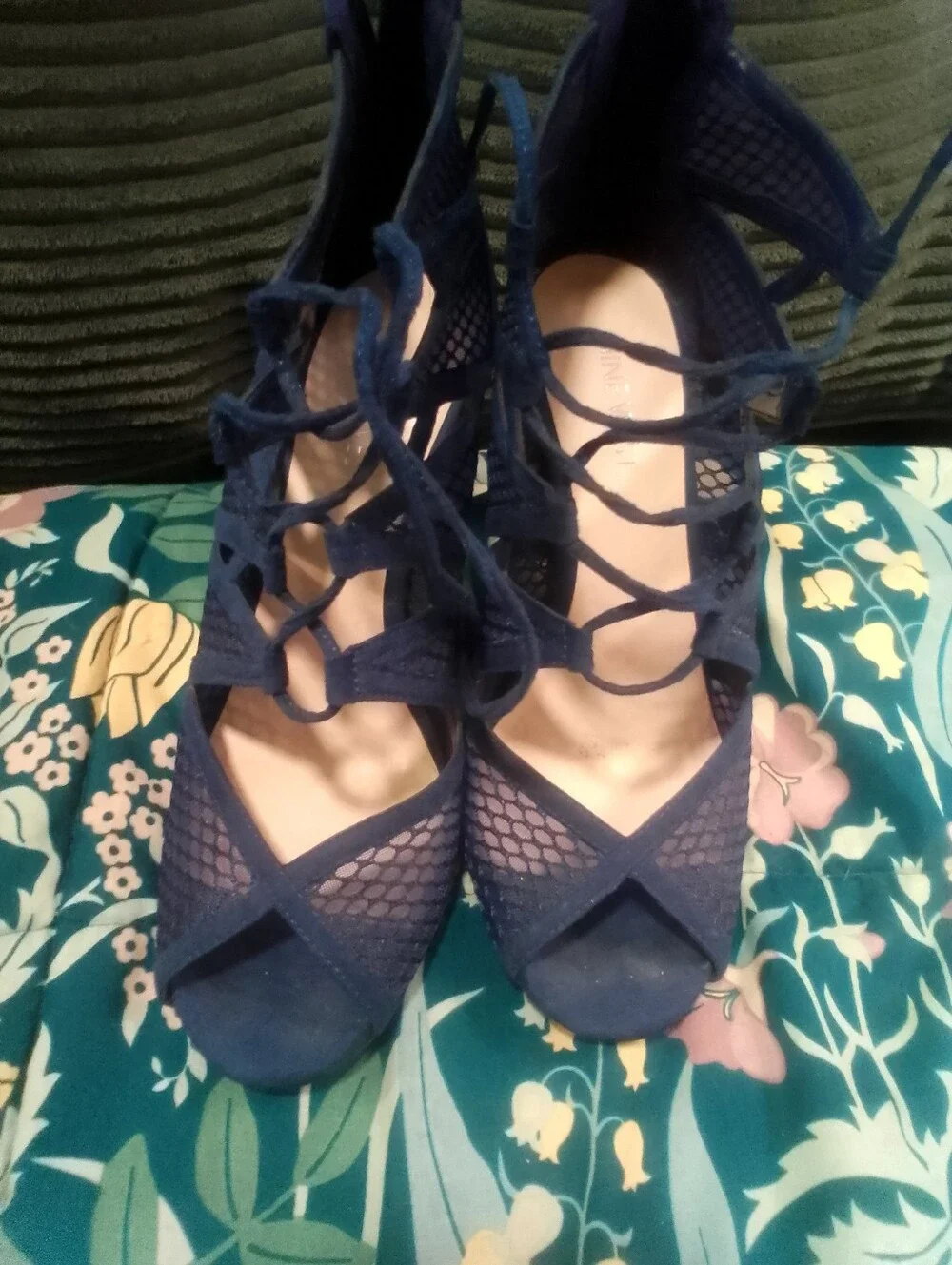 Nine West Navy Blue Strappy Heels